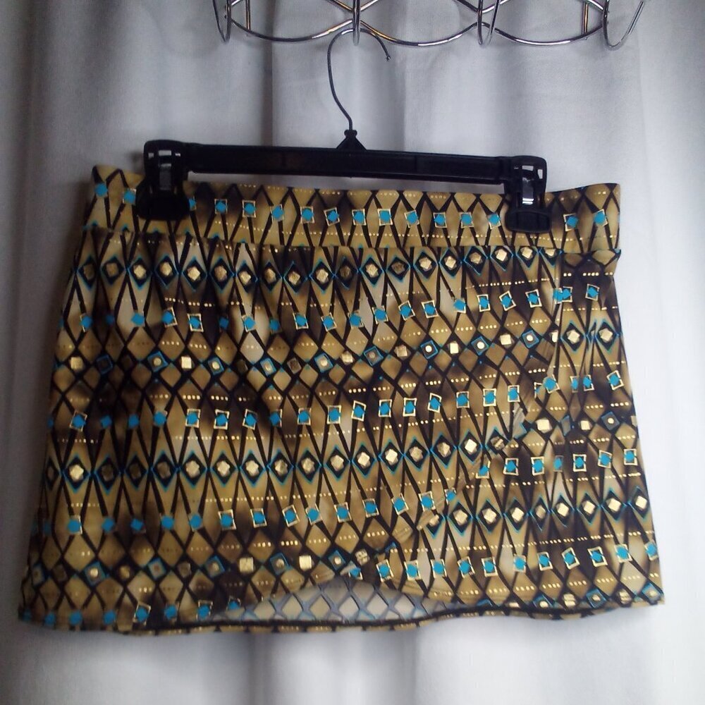Aqua Soleil Swimwear Skirt S Women Pattern Brown Teal